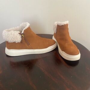 Cole Haan Zero Grand Brown Ankle Boots with Cream Fur